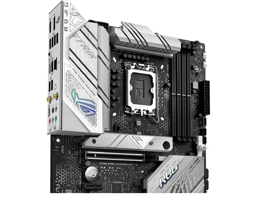ASUS ROG STRIX B760-A GAMING WIFI, Socket 1700, 17Phases, Intel® B760 (13/12th Gen CPU), CPU iGPU, HDMI, DP, Dual 4xDDR5-7800, 2xPCIe X16 5.0, 4xSATA3, RAID, 3xM.2 4.0, 2xPCIe X1, ALC4080, 2.5GbE LAN, WiFI6E/BT, 1xUSB-C 3.2Gen 2x2, 2xUSB3.2 Gen2(A+C), 5xUSB3.2(4A+1C), Aura Sync RGB, ATX - миниатюра 3