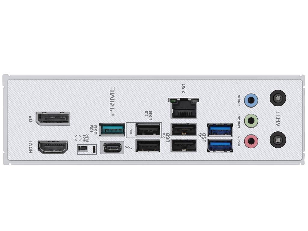 ASUS PRIME Z890-P WIFI, Socket 1851, 18Phases, Intel® Z890 (Ultra 2 Series CPU), CPU graphics, HDMI, DP, Dual 4xDDR5-8666, 4xPCIe X16 5.0, 4xSATA3, RAID, 4xM.2 5.0, 1xPCIe X1, Realtek 7.1 HDA, 2.5GbE LAN, WiFi7/BT, 1xTB4(USB-C), 2xUSB3.2Gen2(A+C), 6xUSB3.2, RGB Aura Sync, ATX - миниатюра 6