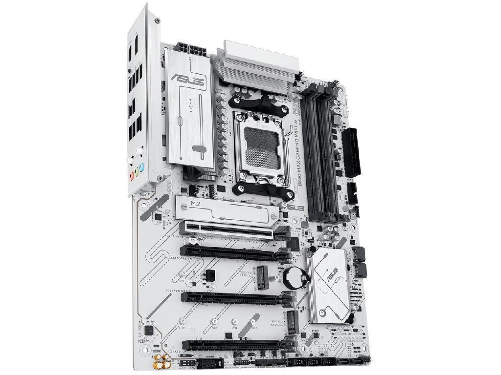ASUS B850 MAX GAMING WIFI W, Socket AM5, AMD B850, 11Phases, Dual 4xDDR5-8000, APU AMD graphics, HDMI, DP, 4xPCIe 5.0 X16, 4xSATA3, RAID, 3xM.2 PCIe 5.0, 2xPCIe x1, Realtek 7.1 HDA, 2.5GbE LAN, WiFi6E/BT, 4xUSB3.2 Gen2(1C+3A), 5xUSB3.2(1C+4A), Aura Sync RGB 2.0, White, ATX - миниатюра 4