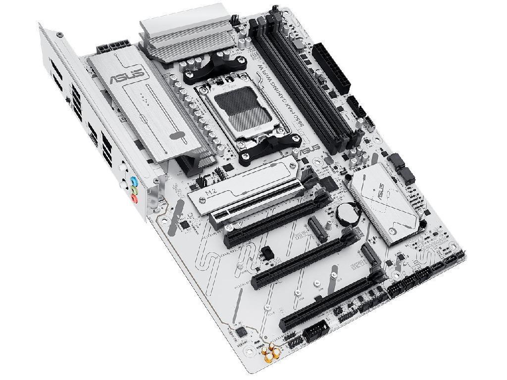 ASUS B850 MAX GAMING WIFI W, Socket AM5, AMD B850, 11Phases, Dual 4xDDR5-8000, APU AMD graphics, HDMI, DP, 4xPCIe 5.0 X16, 4xSATA3, RAID, 3xM.2 PCIe 5.0, 2xPCIe x1, Realtek 7.1 HDA, 2.5GbE LAN, WiFi6E/BT, 4xUSB3.2 Gen2(1C+3A), 5xUSB3.2(1C+4A), Aura Sync RGB 2.0, White, ATX - миниатюра 5