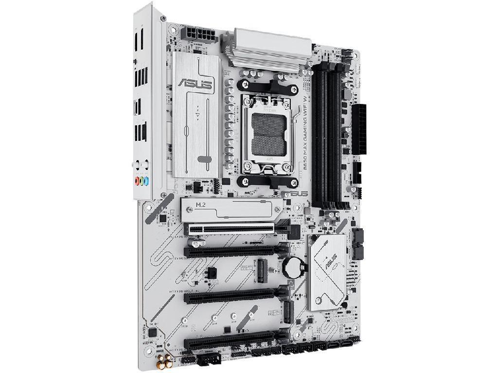 ASUS B850 MAX GAMING WIFI W, Socket AM5, AMD B850, 11Phases, Dual 4xDDR5-8000, APU AMD graphics, HDMI, DP, 4xPCIe 5.0 X16, 4xSATA3, RAID, 3xM.2 PCIe 5.0, 2xPCIe x1, Realtek 7.1 HDA, 2.5GbE LAN, WiFi6E/BT, 4xUSB3.2 Gen2(1C+3A), 5xUSB3.2(1C+4A), Aura Sync RGB 2.0, White, ATX - миниатюра 3