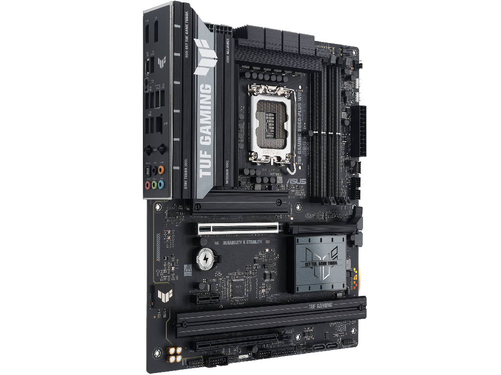 ASUS TUF GAMING B860-PLUS WIFI Intel B860, LGA1851, Dual DDR5 8666+ MHz, PCIe 5.0 x16, PCIe 4.0 x16, DP/HDMI/Thunderbolt4 video/USB Type-C video, Intel SATA RAID, M.2 PCIe 5.0 x4, 3xM.2 slots PCIe 4.0 x4, SB 8-Ch., Wi-Fi 7 802.11be BT5.4, 2.5Gb Ether - миниатюра 3