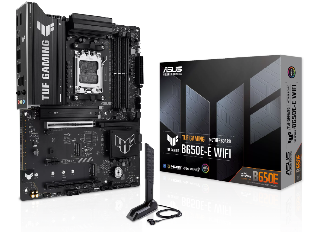 ASUS TUF GAMING B650E-E WIFI AMD B650, AM5, Dual DDR5 8000+MHz, PCI-E 5.0 x16, HDMI/DisplayPort, USB Type-C, SATA PCIe RAID, M.2 PCIe 5.0 x4 Socket, M.2 PCIe 5.0 x4, SB 8-Ch., Wi-Fi 6E BT5.3, 2.5Gb Ethernet, Aura (placa de baza/материнская плата)