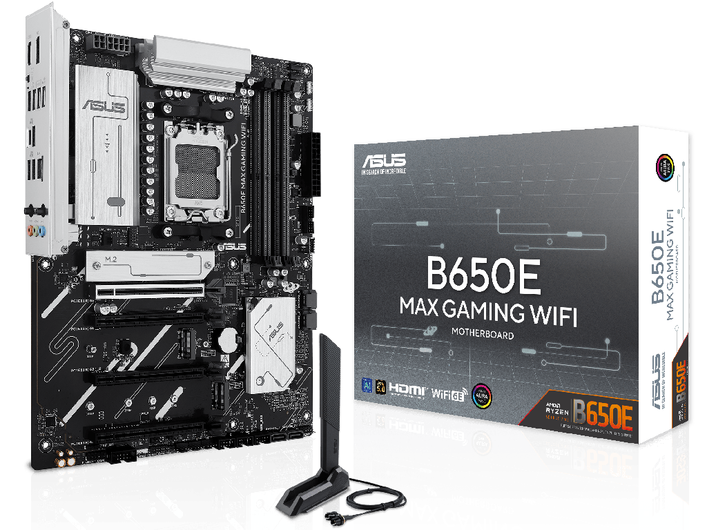 MB AM5 Asus B650E MAX GAMING WIFI ATX Factor de forma a placii de baza ATX Socket AM5 Chipset AMD B650 Tip Memorie DDR5 SDRAM Capacitate max. Totala RAM 256GB Sloturi memorie 4x DIMM