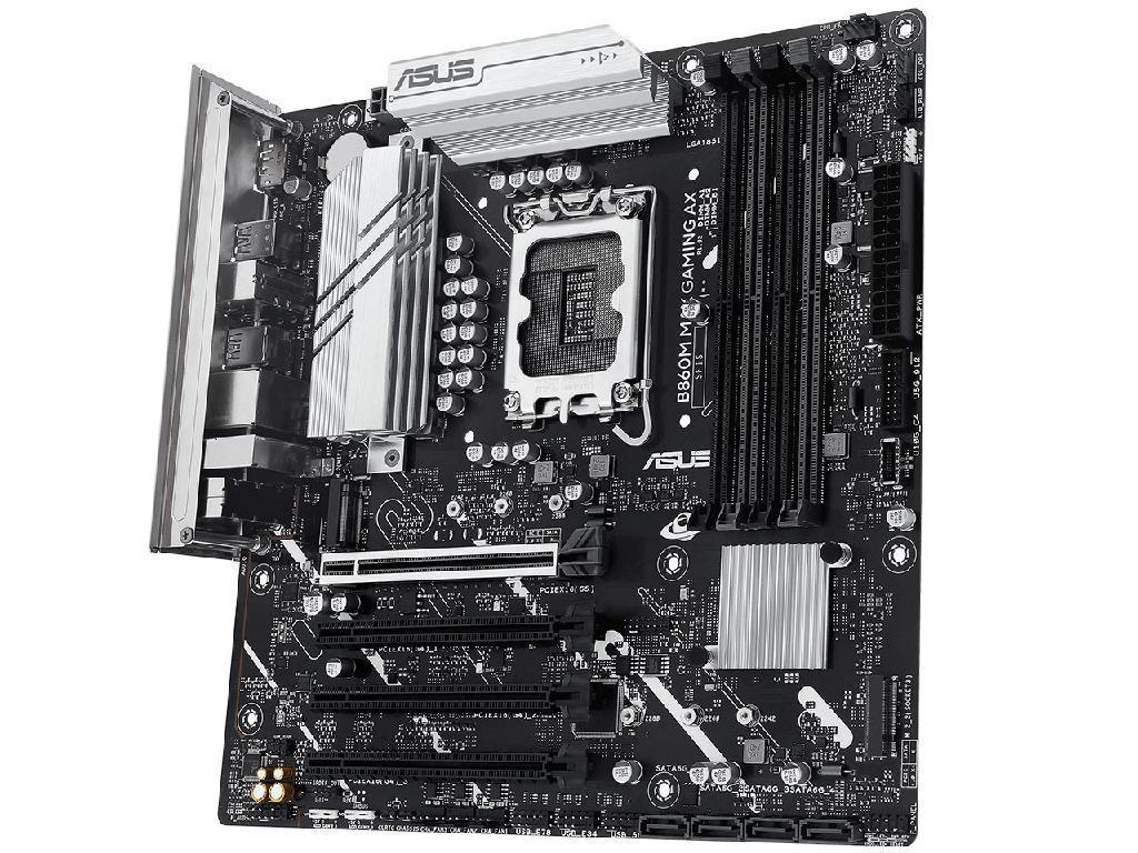ASUS B860M MAX GAMING AX Intel B860, LGA1851, Dual DDR5 8666+ MHz, PCIe 5.0 x16, PCIe 4.0 x16, DP/USB Type-C video, Intel SATA RAID, M.2 PCIe 5.0 x4, 2xM.2 slots PCIe 4.0 x4, SB 8-Ch., Wi-Fi 6 BT5.4, 2.5Gb Ethernet - миниатюра 5