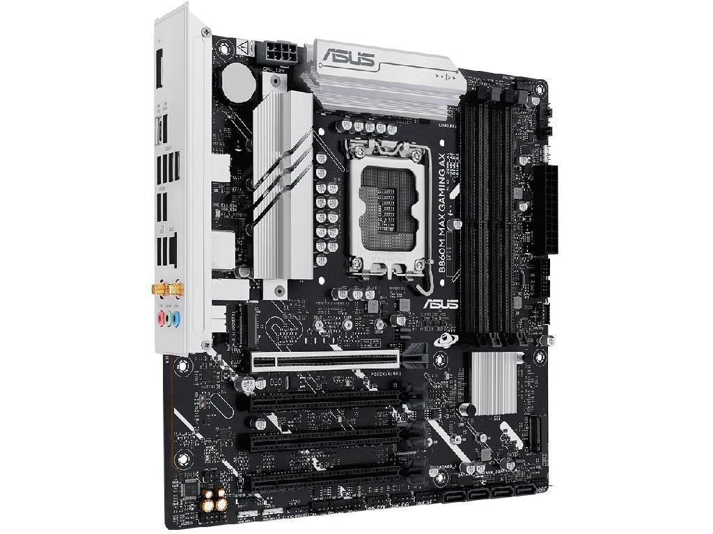 ASUS B860M MAX GAMING AX Intel B860, LGA1851, Dual DDR5 8666+ MHz, PCIe 5.0 x16, PCIe 4.0 x16, DP/USB Type-C video, Intel SATA RAID, M.2 PCIe 5.0 x4, 2xM.2 slots PCIe 4.0 x4, SB 8-Ch., Wi-Fi 6 BT5.4, 2.5Gb Ethernet - миниатюра 3
