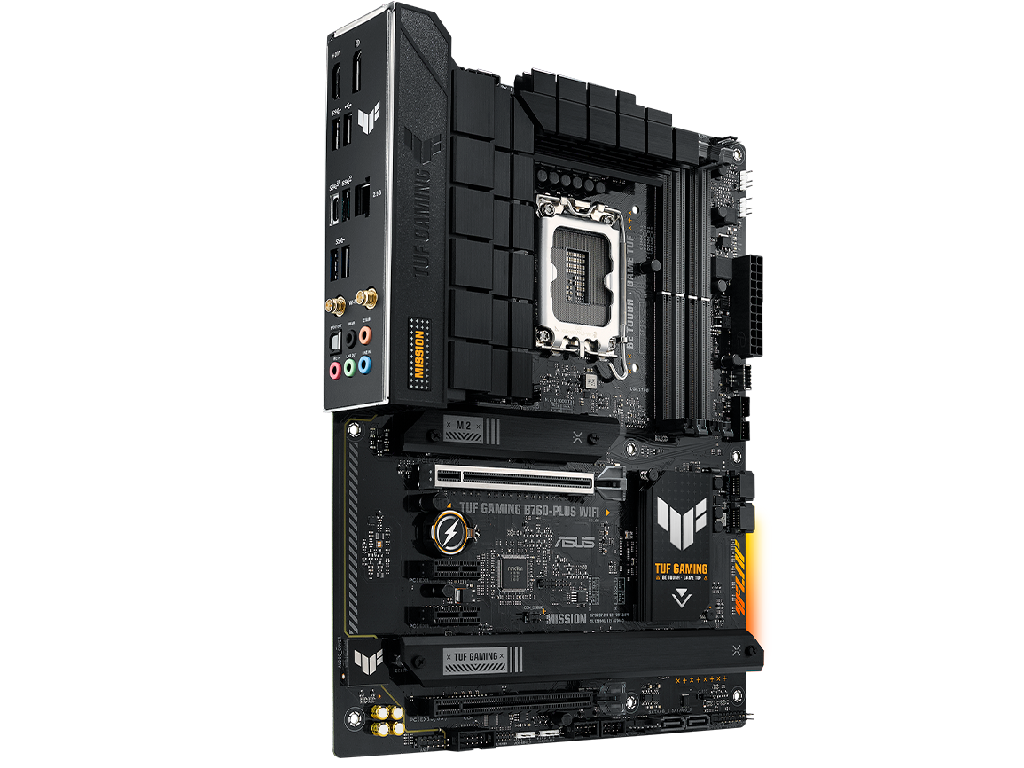 ASUS TUF GAMING B760-PLUS WIFI Intel B760, LGA1700, Dual DDR5 7200+MHz, PCIe 5.0 x16, Display Port/HDMI, USB3.2, USB Type-C, SATA RAID, 3 x M.2 slots PCIe 4.0 x4, SB 8-Ch., 2.5Gb Ethernet, Wi-Fi 6 802.11ax, Aura Sync RGB Lighting - миниатюра 3