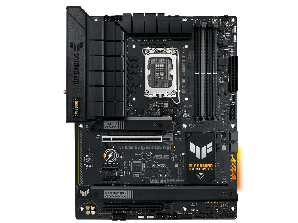 ASUS TUF GAMING B760-PLUS WIFI Intel B760, LGA1700, Dual DDR5 7200+MHz, PCIe 5.0 x16, Display Port/HDMI, USB3.2, USB Type-C, SATA RAID, 3 x M.2 slots PCIe 4.0 x4, SB 8-Ch., 2.5Gb Ethernet, Wi-Fi 6 802.11ax, Aura Sync RGB Lighting - миниатюра 2