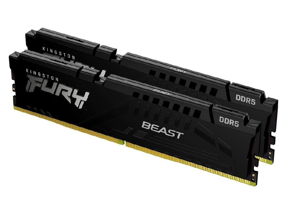 64GB (Kit of 2*32GB) DDR5-6400 Kingston FURY® Beast DDR5 EXPO, PC51200, CL32, 1Rx8, 1.4V, Auto-overclocking, Asymmetric BLACK low-profile heat spreader, AMD® EXPO v1.1 and Intel® Extreme Memory Profiles (Intel® XMP) 3.0 - миниатюра 2