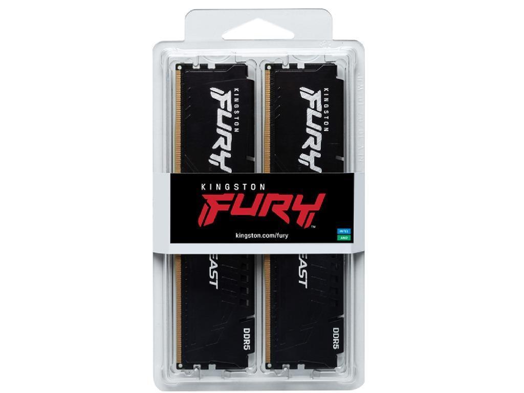 64GB (Kit of 2*32GB) DDR5-6400 Kingston FURY® Beast DDR5 EXPO, PC51200, CL32, 1Rx8, 1.4V, Auto-overclocking, Asymmetric BLACK low-profile heat spreader, AMD® EXPO v1.1 and Intel® Extreme Memory Profiles (Intel® XMP) 3.0 - миниатюра 3