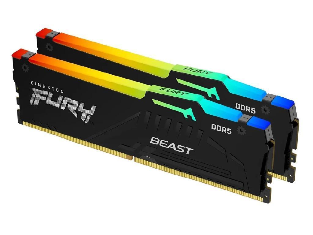 64GB DDR5-6000MHz Kingston FURY Beast RGB (Kit of 2x32GB) (KF560C36BBEAK2-64), CL36-38-38, 1.35V, AMD EXPO 1.0/Intel XMP 3.0, Black Capacitatea Memoriei (Total) 64GB Tip Memorie DDR5 SDRAM Frecven%3Fa memorie 6000 MHz Viteza de memorie nominala PC5-48000 Laten%3Fa CAS CL36 Tensiune RAM 1.35V - миниатюра 2
