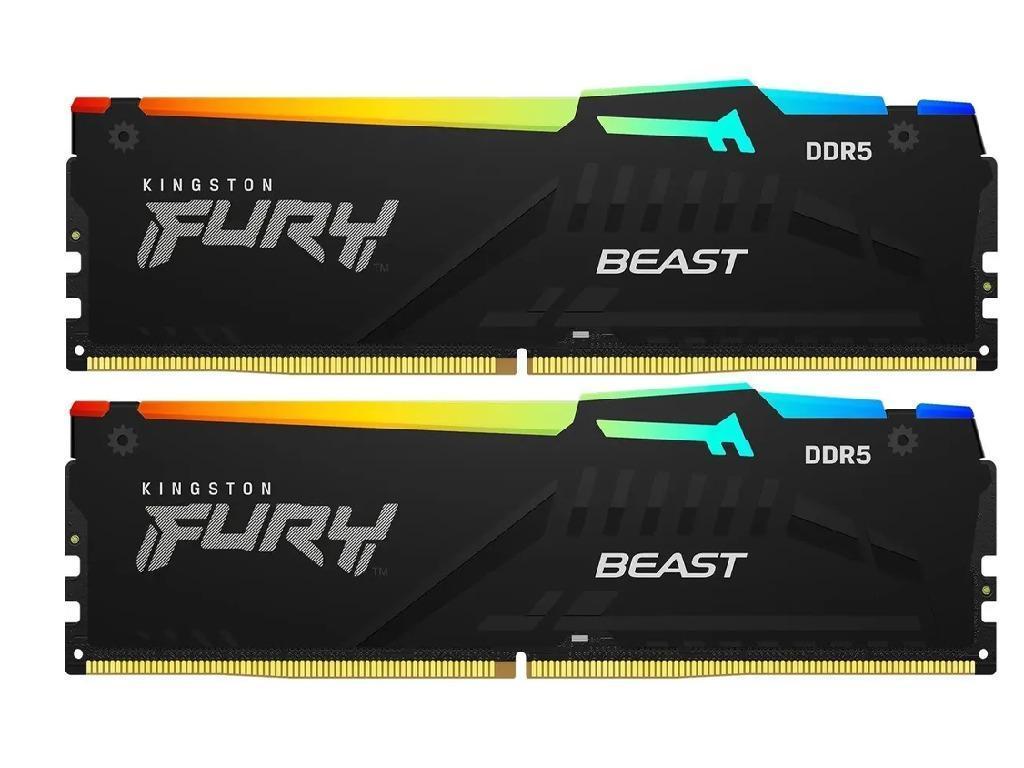 64GB DDR5-6000MHz Kingston FURY Beast RGB (Kit of 2x32GB) (KF560C36BBEAK2-64), CL36-38-38, 1.35V, AMD EXPO 1.0/Intel XMP 3.0, Black Capacitatea Memoriei (Total) 64GB Tip Memorie DDR5 SDRAM Frecven%3Fa memorie 6000 MHz Viteza de memorie nominala PC5-48000 Laten%3Fa CAS CL36 Tensiune RAM 1.35V
