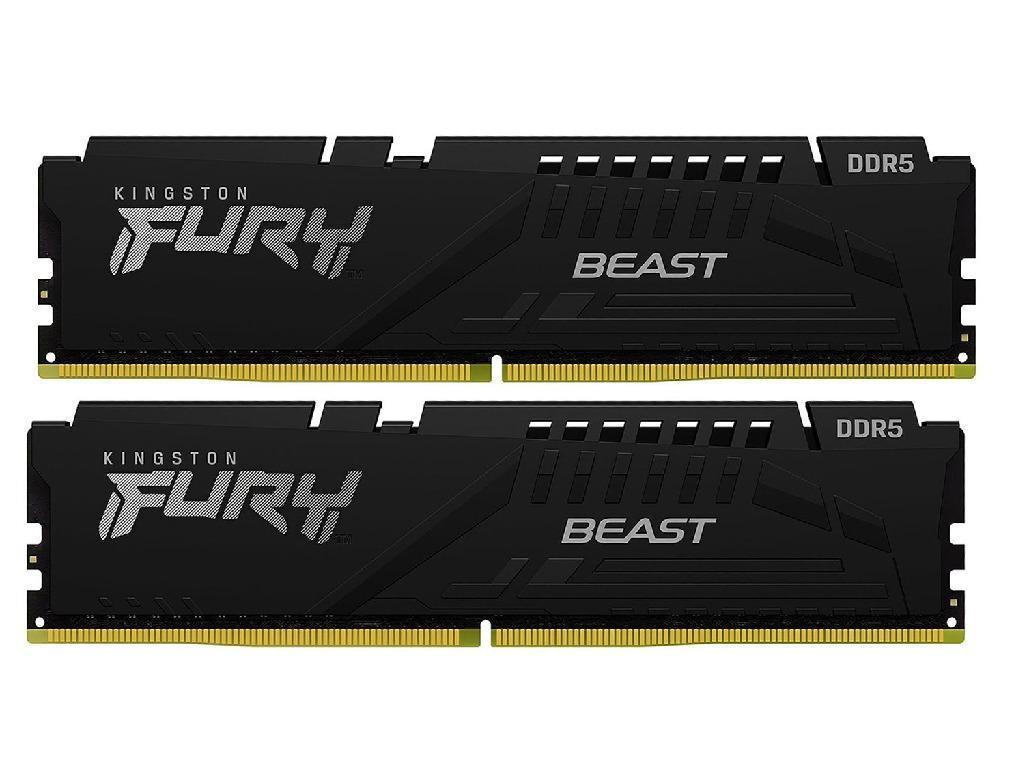 64GB (Kit of 2*32GB) DDR5-6000 Kingston FURY® Beast DDR5 EXPO, PC48000, CL36, 2Rx8, 1.35V, Auto-overclocking, Asymmetric BLACK low-profile heat spreader, AMD® EXPO v1.0 andIntel® Extreme Memory Profiles (Intel® XMP) 3.0.