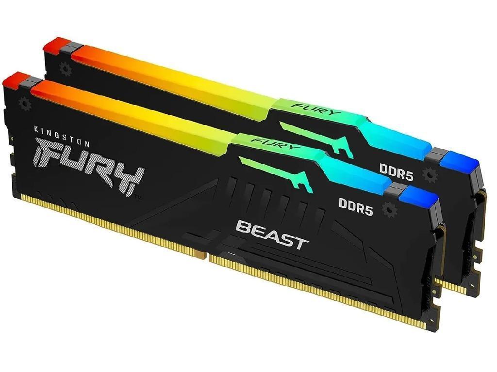 64GB DDR5-5600MHz Kingston FURY Beast RGB (Kit of 2x32GB) (KF556C36BBEAK2-64), CL36-38-38, 1.25V, AMD EXPO 1.0/Intel XMP 3.0, Black Capacitatea Memoriei (Total) 64GB Tip Memorie DDR5 SDRAM Frecven%3Fa memorie 5600 MHz Viteza de memorie nominala PC5-44800 Laten%3Fa CAS CL36 Tensiune RAM 1.25V - миниатюра 2
