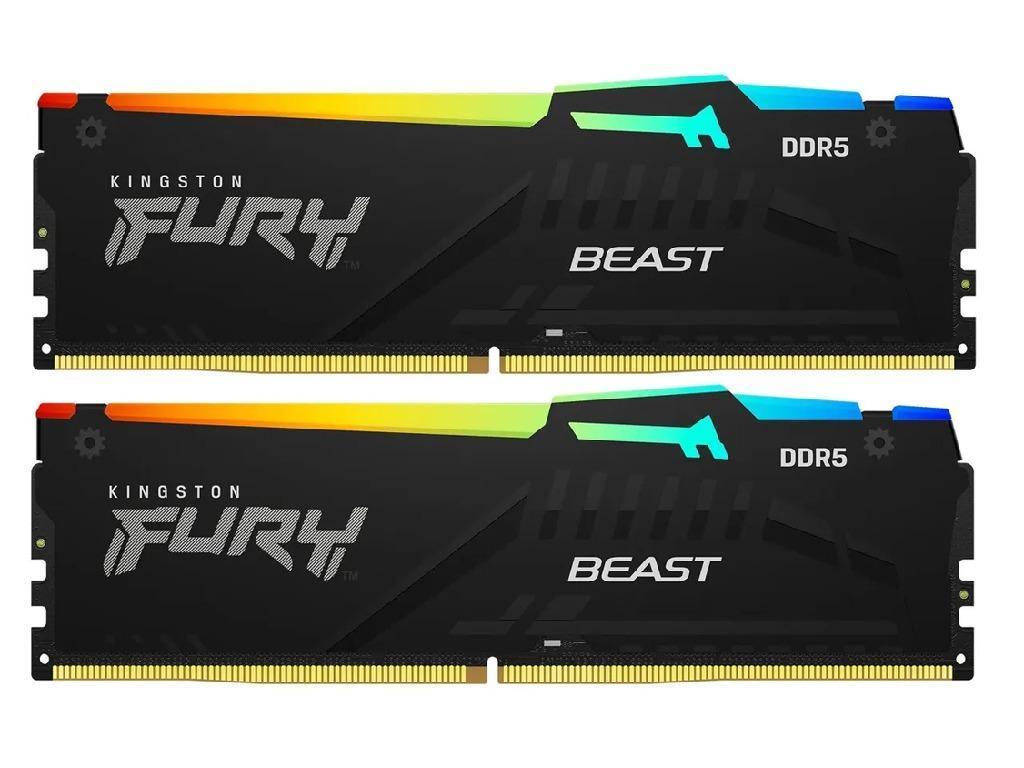 64GB DDR5-5600MHz Kingston FURY Beast RGB (Kit of 2x32GB) (KF556C36BBEAK2-64), CL36-38-38, 1.25V, AMD EXPO 1.0/Intel XMP 3.0, Black Capacitatea Memoriei (Total) 64GB Tip Memorie DDR5 SDRAM Frecven%3Fa memorie 5600 MHz Viteza de memorie nominala PC5-44800 Laten%3Fa CAS CL36 Tensiune RAM 1.25V