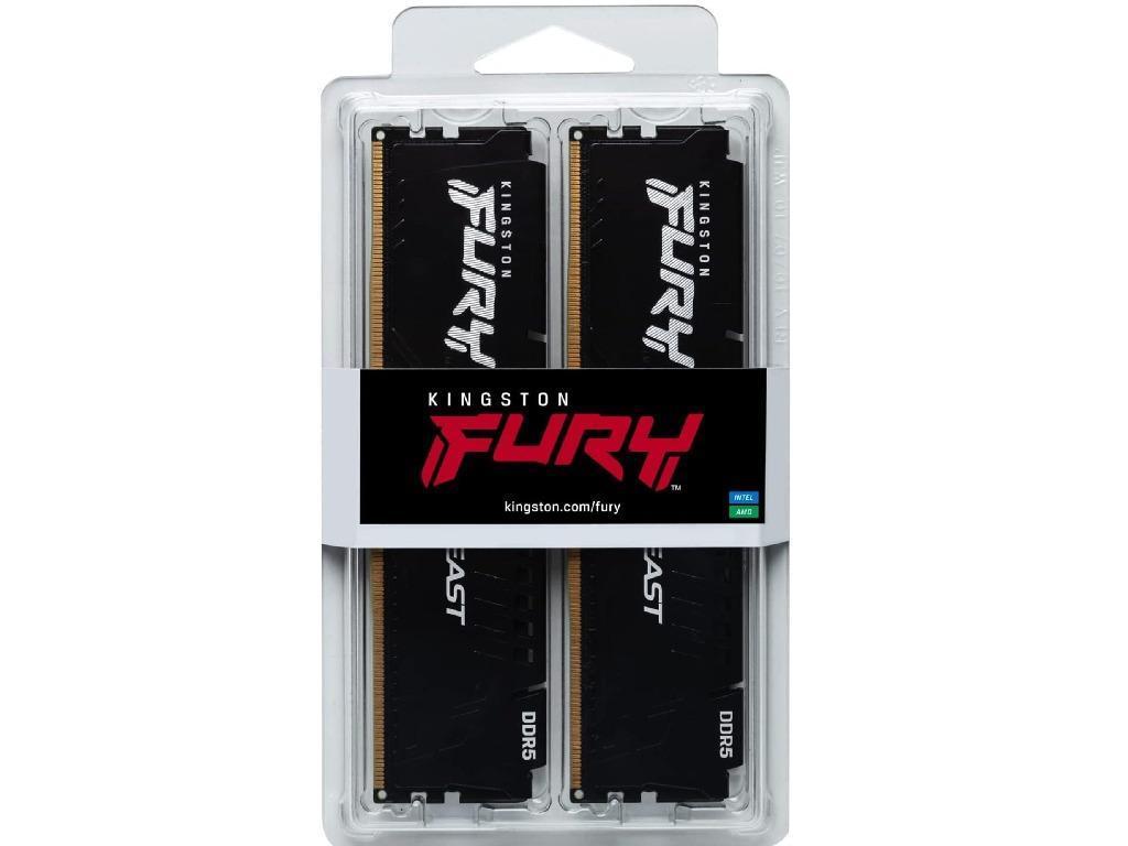 64GB (Kit of 2*32GB) DDR5-6000 Kingston FURY® Beast DDR5 EXPO, PC48000, CL30, 2Rx8, 1.4V, Auto-overclocking, Asymmetric BLACK low-profile heat spreader, AMD® EXPO v1.0 andIntel® Extreme Memory Profiles (Intel® XMP) 3.0 - миниатюра 4