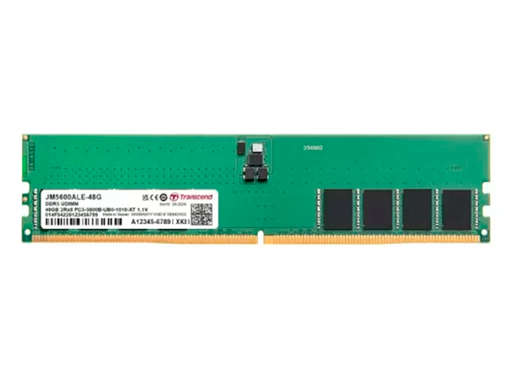 48GB DDR5-5600MHz Transcend JetRam (JM5600ALE-48G), (3Gx8)x16, 2Rx8, CL46, 1.1V Capacitatea Memoriei (Total) 48GB Tip Memorie DDR5 SDRAM Frecven%3Fa memorie 5600 MHz Laten%3Fa CAS CL46 Tensiune RAM 1.1V