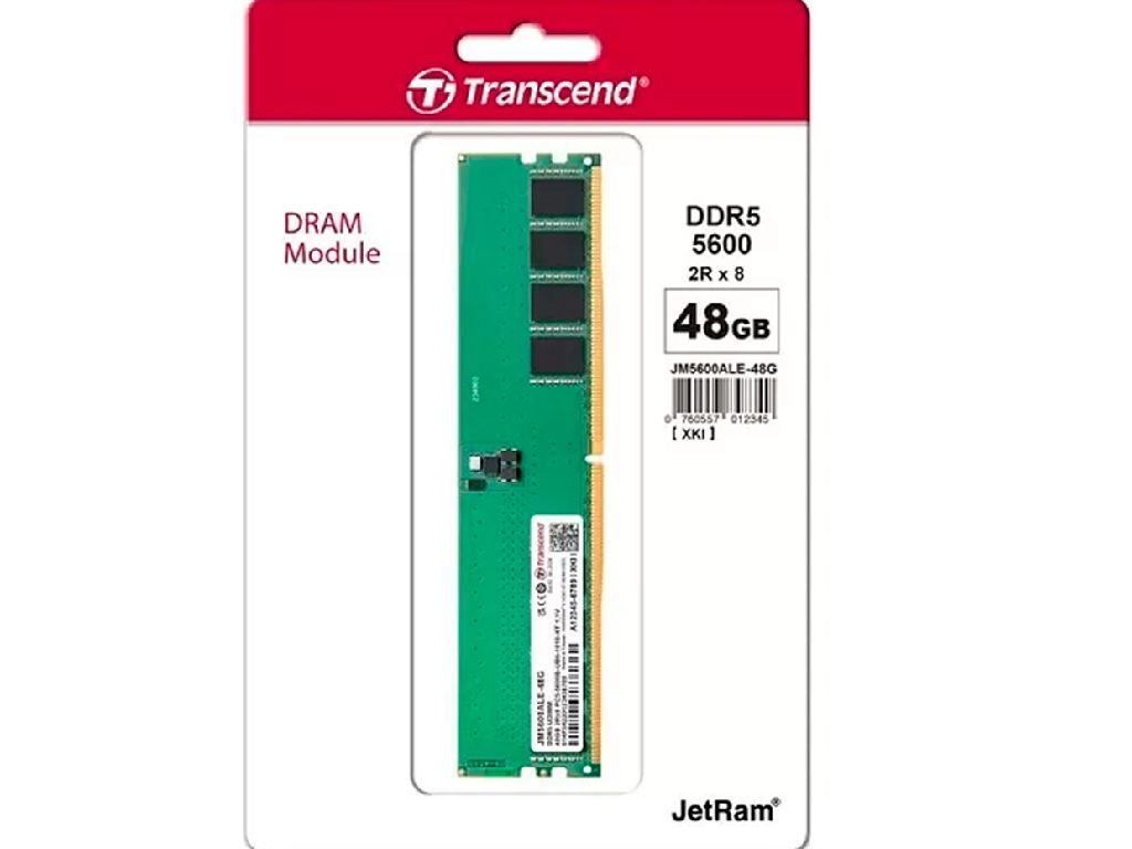 48GB DDR5-5600MHz Transcend JetRam (JM5600ALE-48G), (3Gx8)x16, 2Rx8, CL46, 1.1V Capacitatea Memoriei (Total) 48GB Tip Memorie DDR5 SDRAM Frecven%3Fa memorie 5600 MHz Laten%3Fa CAS CL46 Tensiune RAM 1.1V - миниатюра 2