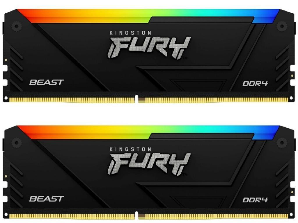 64GB DDR4-3200MHz Kingston FURY Beast RGB (Kit of 2x32GB) (KF432C16BB2AK2/64), CL16, 1.35V, Blk Capacitatea Memoriei (Total) 64GB Tip Memorie DDR4 SDRAM Frecven%3Fa memorie 3200 MHz Viteza de memorie nominala PC4-25600 Laten%3Fa CAS CL16 Tensiune RAM 1.35V