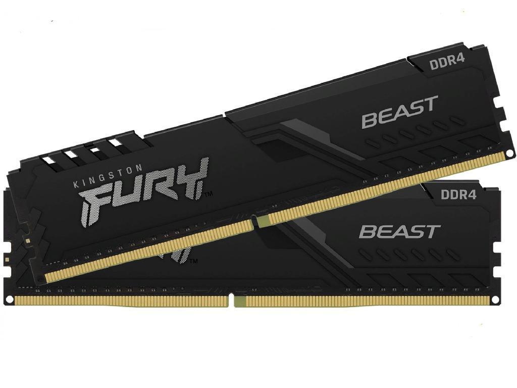 64GB (Kit of 2*32GB) DDR4-3200 Kingston FURY® Beast DDR4, PC25600, CL16, 1.35V, Auto-overclocking, Asymmetric BLACK low-profile heat spreader, Intel XMP Ready (Extreme Memory Profiles)
