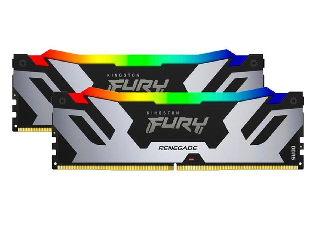 32GB DDR5-7600MHz Kingston FURY Renegade RGB (Kit of 2x16GB) (KF576C38RSAK2-32), CL38-46-46, 1.45V, Black/SilverCapacitatea Memoriei (Total) 32 GB Tip Memorie DDR5 SDRAM Frecven%3Fa memorie 7600 MHz Laten%3Fa CAS CL38 Tensiune RAM 1.45V - миниатюра 2