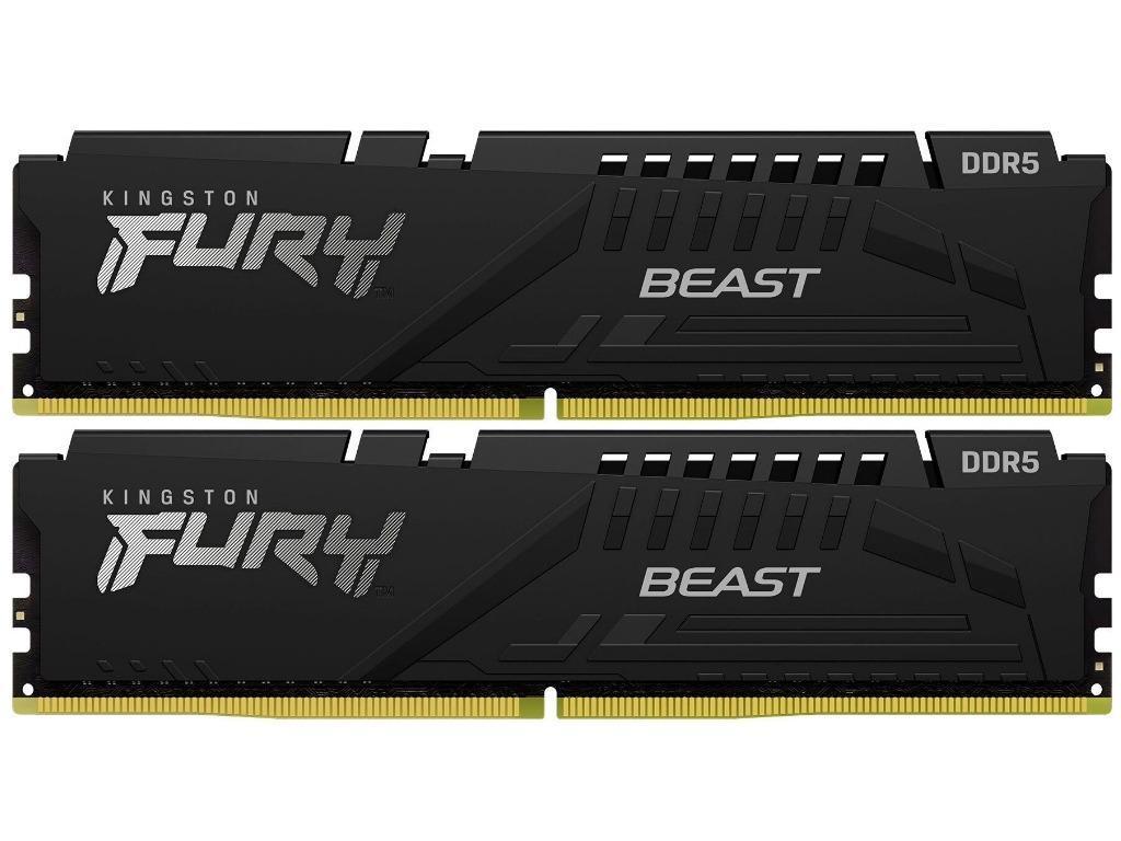 32GB (Kit of 2*16GB) DDR5-6400 Kingston FURY® Beast DDR5 EXPO, PC51200, CL32, 1Rx8, 1.4V, Auto-overclocking, Asymmetric BLACK low-profile heat spreader, AMD® EXPO v1.1 and Intel® Extreme Memory Profiles (Intel® XMP) 3.0