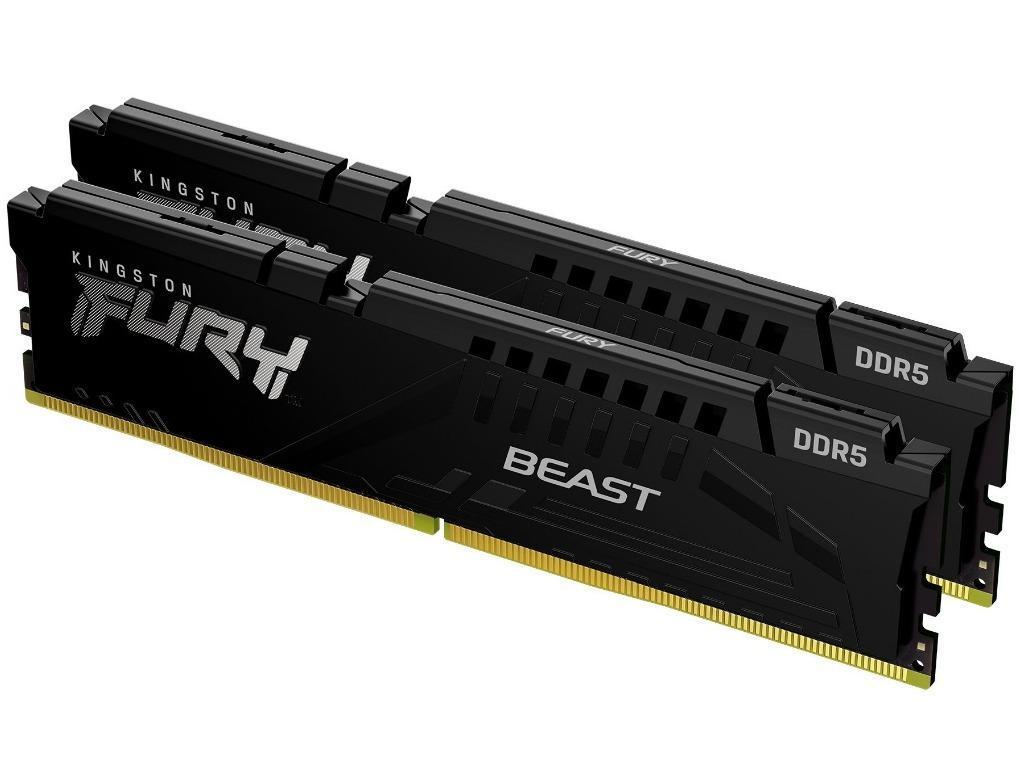 32GB (Kit of 2*16GB) DDR5-6400 Kingston FURY® Beast DDR5 EXPO, PC51200, CL32, 1Rx8, 1.4V, Auto-overclocking, Asymmetric BLACK low-profile heat spreader, AMD® EXPO v1.1 and Intel® Extreme Memory Profiles (Intel® XMP) 3.0 - миниатюра 2