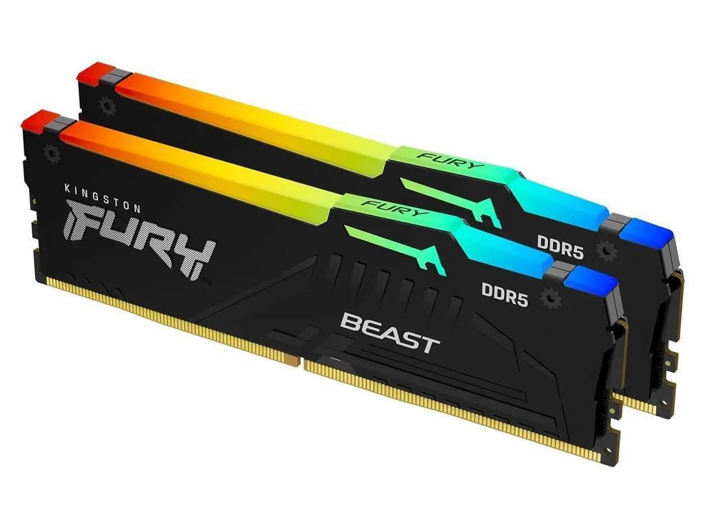 32GB DDR5-5600MHz Kingston FURY Beast RGB (Kit of 2x16GB) (KF556C36BBEAK2-32), CL36-38-38, 1.25V, AMD EXPO 1.0/Intel XMP 3.0, Black Capacitatea Memoriei (Total) 32 GB Tip Memorie DDR5 SDRAM Frecven%3Fa memorie 5600 MHz Viteza de memorie nominala PC5-44800 Laten%3Fa CAS CL36 Tensiune RAM 1.25V - миниатюра 2