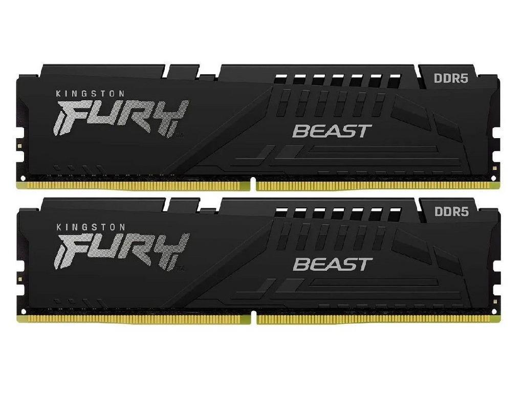 32GB (Kit of 2*16GB) DDR5-6000 Kingston FURY® Beast DDR5 EXPO, PC48000, CL36, 1Rx8, 1.35V, Auto-overclocking, Asymmetric BLACK low-profile heat spreader, AMD® EXPO v1.0 and Intel® Extreme Memory Profiles (Intel® XMP) 3.0