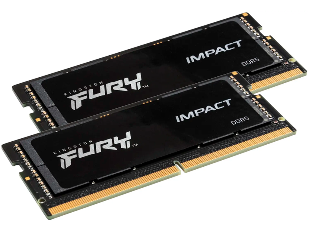 32GB (Kit of 2*16GB) DDR5-6000 SODIMM Kingston FURY® Impact DDR5, PC48000, CL38, 1Rx8, 1.35V, Intel XMP 3.0 (Extreme Memory Profiles) - миниатюра 2