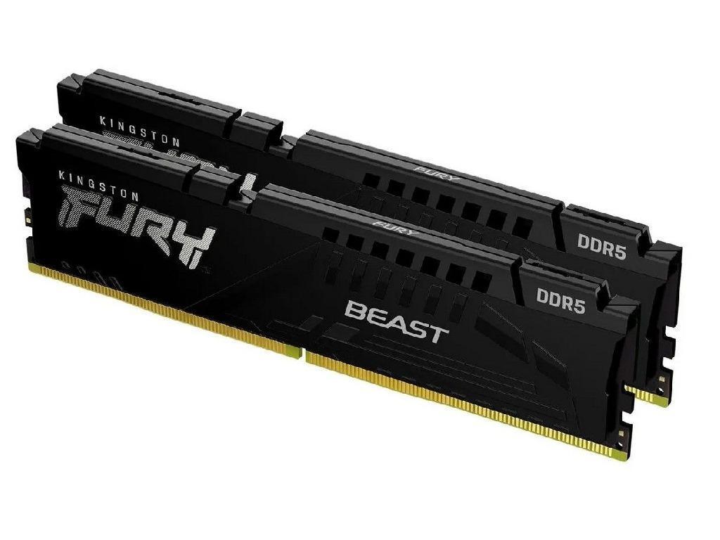 32GB (Kit of 2*16GB) DDR5-5600 Kingston FURY® Beast DDR5 EXPO, PC44800, CL36, 1Rx8, 1.25V, Auto-overclocking, Asymmetric BLACK low-profile heat spreader, AMD® EXPO v1.0 andIntel® Extreme Memory Profiles (Intel® XMP) 3.0 - миниатюра 2