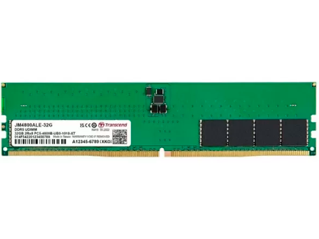 32GB DDR5-4800MHz Transcend JetRam, PC5-38400U, 2Rx8, CL40, 1.1V, on-die ECC Capacitatea Memoriei (Total) 32 GB Tip Memorie DDR5 SDRAM Frecven%3Fa memorie 4800 MHz Viteza de memorie nominala PC4-38400 Laten%3Fa CAS CL40 Tensiune RAM 1.1V