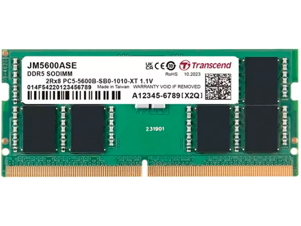 24GB DDR5-5600MHz SODIMM Transcend JetRam JM5600ASE-24G, (3Gx8)x8, 1Rx8, CL46, 1.1V Capacitatea Memoriei (Total) 24GB Tip Memorie DDR5 SDRAM Frecven%3Fa memorie 5600 MHz Laten%3Fa CAS CL46 Tensiune RAM 1.1V