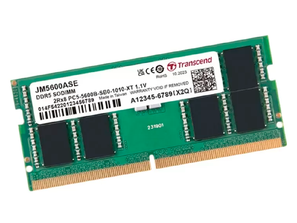 24GB DDR5-5600MHz SODIMM Transcend JetRam JM5600ASE-24G, (3Gx8)x8, 1Rx8, CL46, 1.1V Capacitatea Memoriei (Total) 24GB Tip Memorie DDR5 SDRAM Frecven%3Fa memorie 5600 MHz Laten%3Fa CAS CL46 Tensiune RAM 1.1V - миниатюра 2