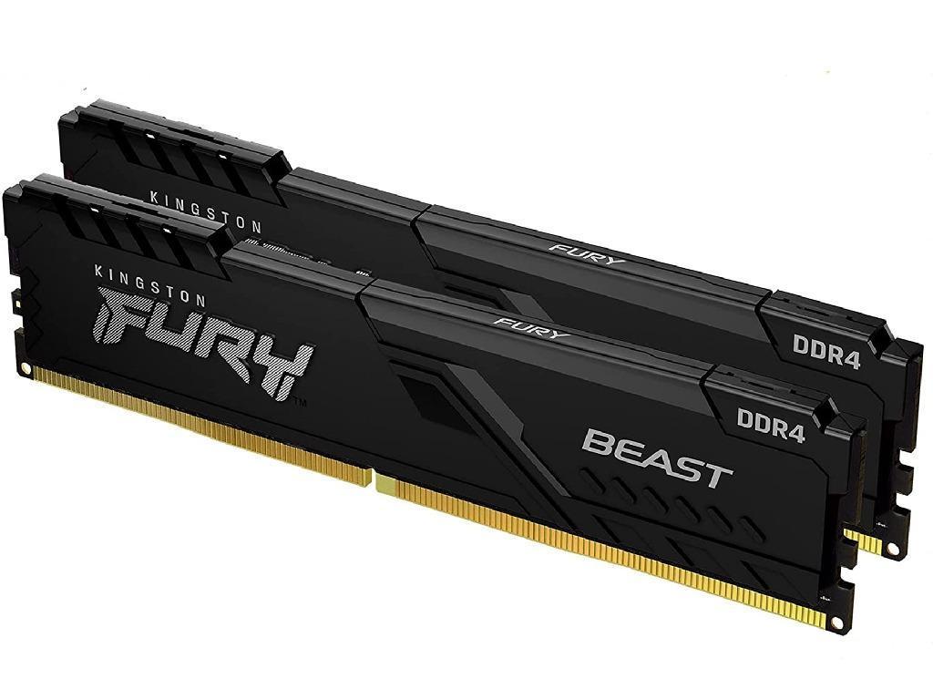32GB (Kit of 2*16GB) DDR4-3600 Kingston FURY® Beast DDR4, PC28800, CL18, 1.35V, Auto-overclocking, Asymmetric BLACK low-profile heat spreader, Intel XMP Ready (Extreme Memory Profiles)
