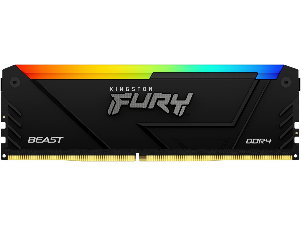 32GB (Kit of 2*16GB) DDR4-3200 Kingston FURY® Beast DDR4 RGB, PC25600, CL16, 2Rx8, 1.35V, Kingston's proprietary chips, Auto-overclocking, Asymmetric BLACK low-profile heat spreader, Dynamic RGB effects featuring Kingston FURY Infrared Sync technology, Intel XMP Ready (Extreme Memory Profiles) - миниатюра 2