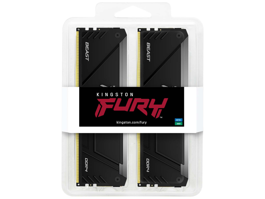 32GB (Kit of 2*16GB) DDR4-3200 Kingston FURY® Beast DDR4 RGB, PC25600, CL16, 2Rx8, 1.35V, Kingston's proprietary chips, Auto-overclocking, Asymmetric BLACK low-profile heat spreader, Dynamic RGB effects featuring Kingston FURY Infrared Sync technology, Intel XMP Ready (Extreme Memory Profiles) - миниатюра 3