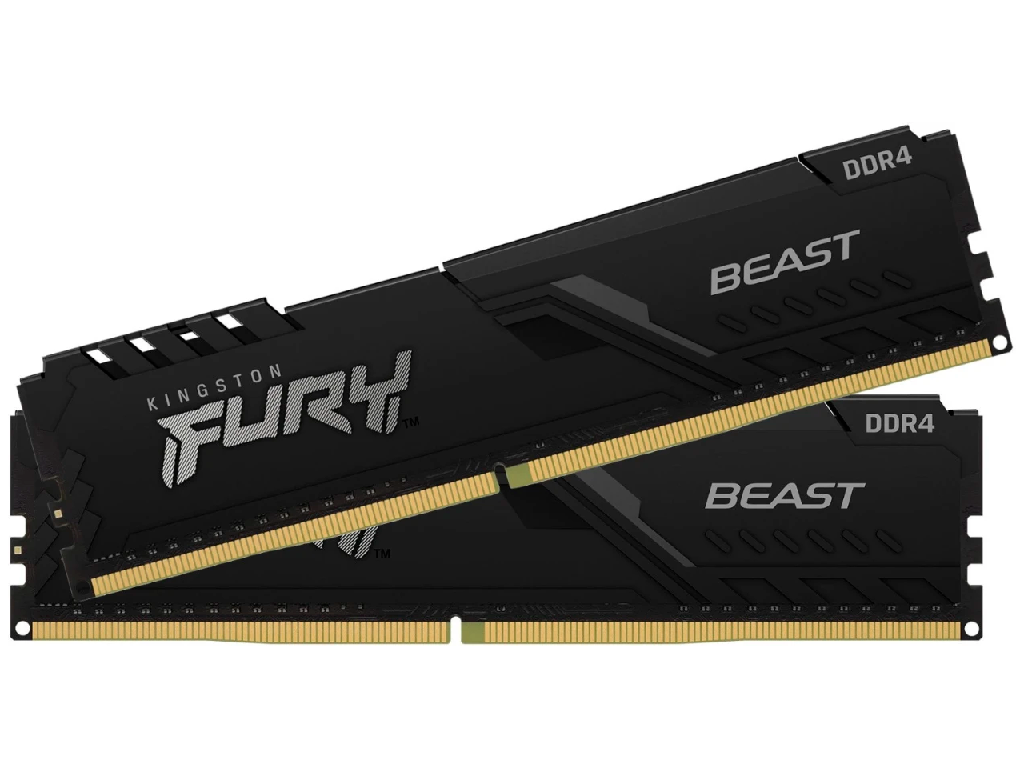 32GB (Kit of 2*16GB) DDR4-3200 Kingston FURY® Beast DDR4, PC25600, CL16, 1.35V, 1Gx8, Kingston's proprietary chips, Auto-overclocking, Asymmetric BLACK low-profile heat spreader, Intel XMP Ready (Extreme Memory Profiles) - миниатюра 2