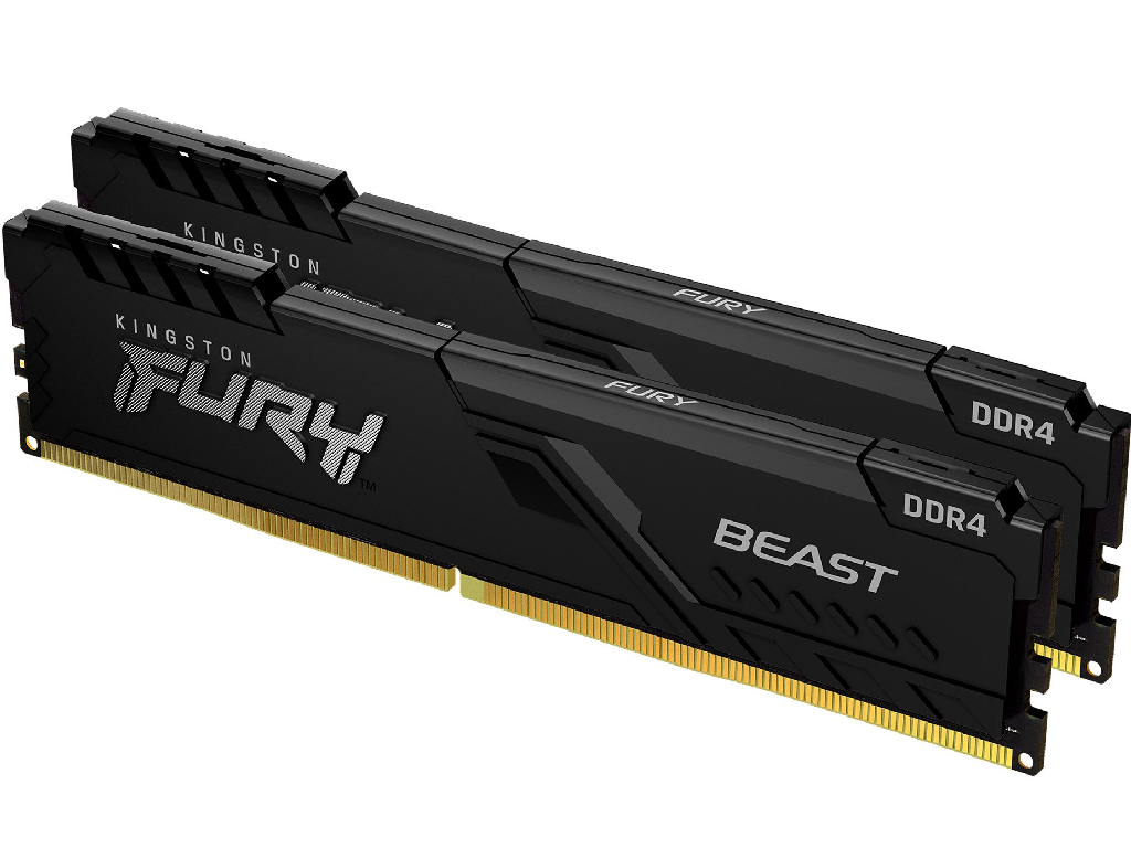 32GB (Kit of 2*16GB) DDR4-3200 Kingston FURY® Beast DDR4, PC25600, CL16, 1.35V, 1Gx8, Auto-overclocking, Asymmetric BLACK low-profile heat spreader, Intel XMP Ready (Extreme Memory Profiles) - миниатюра 2