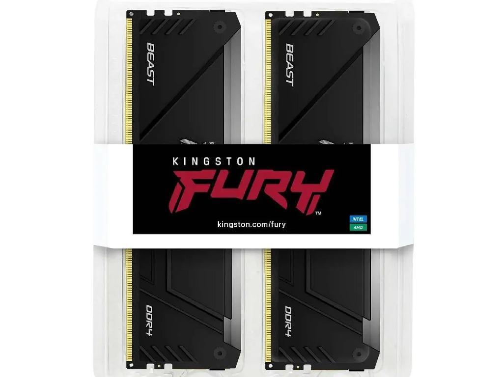 32GB (Kit of 2*16GB) DDR4-3200 Kingston FURY® Beast DDR4 RGB, PC25600, CL16, 1Rx8, 1.35V, Auto-overclocking, Asymmetric BLACK low-profile heat spreader, Dynamic RGB effects featuring Kingston FURY Infrared Sync technology, Intel XMP Ready (Extreme Memory Profiles) - миниатюра 3