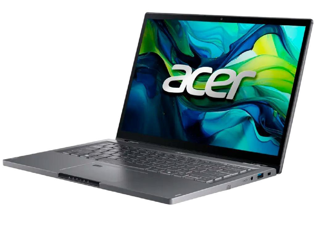 NB Acer 14.0" Aspire Spin 14 ASP14-51MTN Gray (Core 5 120U 16Gb 512Gb Win 11) 14.0" WUXGA (1920x1200) Touch Glare, Intel Core 5 120U (10x Core, 2x 5.0GHz, 8x 3.8GHz, 12Mb), 16Gb (Onboard) LPDDR5, 512Gb PCIE, Intel Graphics, HDMI, 802.11ax, Bluetooth, 1x USB4, 2x USB-A, FHD Webcam, Fingerprint, Windows 11 Home, 3-cell 48Wh Battery, Illuminated Keyboard, 1.5kg, Steel Gray, Pen NX.KRUEU.002 - миниатюра 3