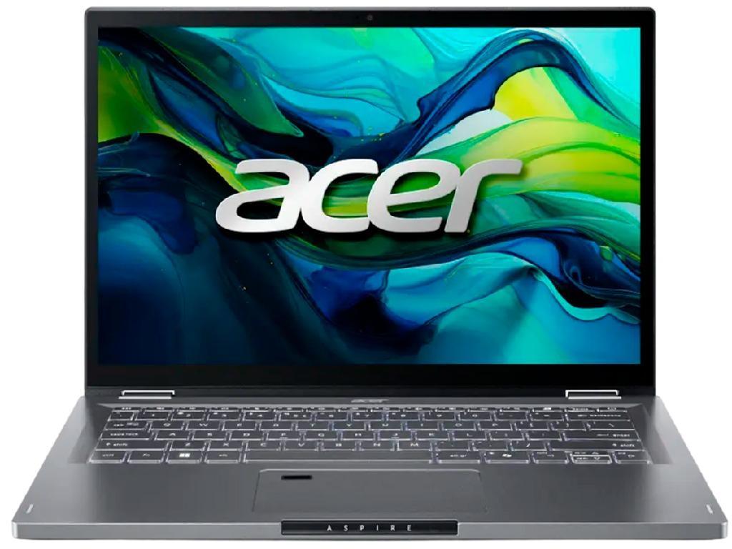 NB Acer 14.0" Aspire Spin 14 ASP14-51MTN Gray (Core 5 120U 16Gb 512Gb Win 11) 14.0" WUXGA (1920x1200) Touch Glare, Intel Core 5 120U (10x Core, 2x 5.0GHz, 8x 3.8GHz, 12Mb), 16Gb (Onboard) LPDDR5, 512Gb PCIE, Intel Graphics, HDMI, 802.11ax, Bluetooth, 1x USB4, 2x USB-A, FHD Webcam, Fingerprint, Windows 11 Home, 3-cell 48Wh Battery, Illuminated Keyboard, 1.5kg, Steel Gray, Pen NX.KRUEU.002