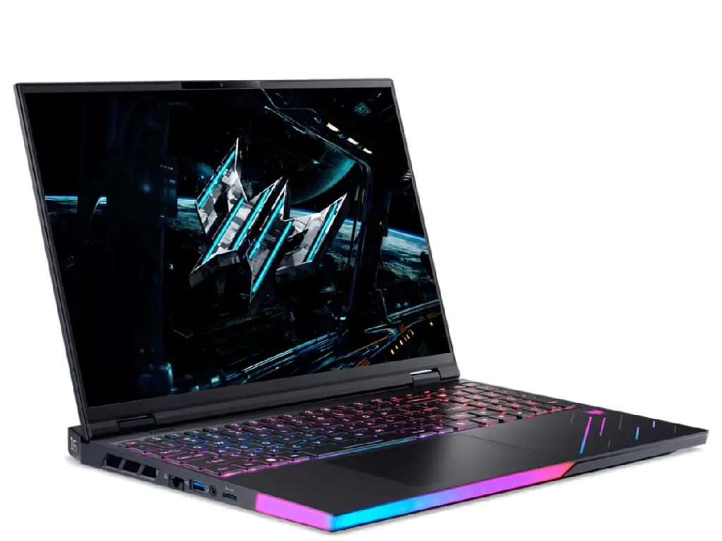 NB Acer 16.0" Predator Helios 16 AI PH16-73 Black (Core Ultra 9 275HX 32Gb 1Tb 5090 24Gb) 16.0" OLED WQXGA (2560x1600) 240Hz Glare, Intel Core Ultra 9 275HX (24x Core, 8x 5.4GHz, 16x 4.6GHz, 40Mb), 32Gb (2x 16Gb) DDR5-6400, 1Tb PCIE, GeForce RTX 5090 24Gb, HDMI, Gbit Ethernet, 802.11be, 2x TB5, 3x USB-A, Card Reader, FHD Webcam, Linux, 90Wh Battery, Illuminated RGB Keyboard, 2.7kg, Abyssal Black - миниатюра 2
