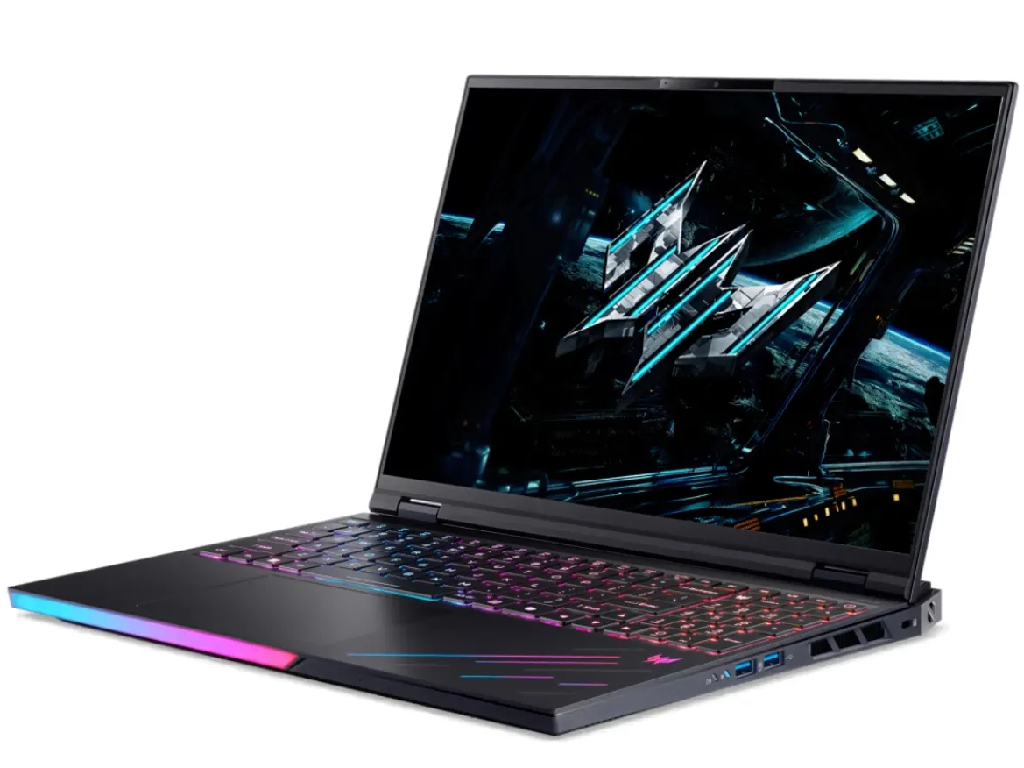 NB Acer 16.0" Predator Helios 16 AI PH16-73 Black (Core Ultra 9 275HX 32Gb 1Tb 5090 24Gb) 16.0" OLED WQXGA (2560x1600) 240Hz Glare, Intel Core Ultra 9 275HX (24x Core, 8x 5.4GHz, 16x 4.6GHz, 40Mb), 32Gb (2x 16Gb) DDR5-6400, 1Tb PCIE, GeForce RTX 5090 24Gb, HDMI, Gbit Ethernet, 802.11be, 2x TB5, 3x USB-A, Card Reader, FHD Webcam, Linux, 90Wh Battery, Illuminated RGB Keyboard, 2.7kg, Abyssal Black - миниатюра 3