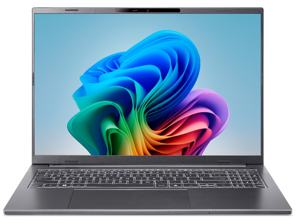 NB Acer 16.0" Aspire 16 AI A16-61M Gray (Ryzen AI 7 350 32Gb 1Tb) 16.0" OLED WUXGA (2048x1280) Non-glare, AMD Ryzen AI 7 350 (8x Core, 2.0GHz - 5.0GHz, 16Mb), 32Gb (Onboard) LPDDR5X, 1Tb PCIE, AMD Radeon Graphics, HDMI, 802.11ax, 2x USB4, 2x USB-A, Card Reader, FHD Webcam, Linux, 65Wh Battery, Illuminated Keyboard, 1.55kg, Steel Gray