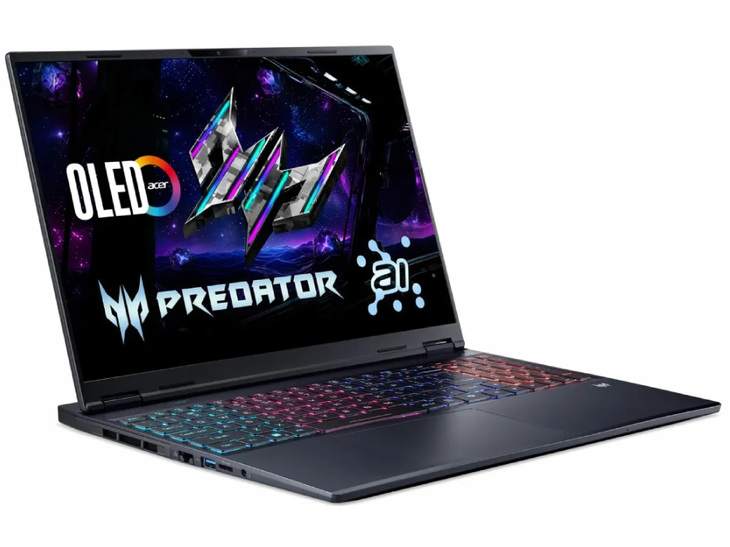 NB Acer 16.0" Predator Helios Neo 16S AI PHN16S-71 Black (Core Ultra 9 275HX 32Gb 1Tb 5070 Ti 12Gb) 16.0" OLED WQXGA (2560x1600) 240Hz Non-glare, Intel Core Ultra 9 275HX (24x Core, 8x 5.4GHz, 16x 4.6GHz, 40Mb), 32Gb (1x 32Gb) DDR5-6400, 1Tb PCIE, GeForce RTX 5070 Ti 12Gb, HDMI, Gbit Ethernet, 802.11ax, 1x TB4, 1x USB4, 3x USB-A, Card Reader, FHD Webcam, Linux, 76Wh Battery, Illuminated RGB Keyboard, 2.3kg, Abyssal Black - миниатюра 2