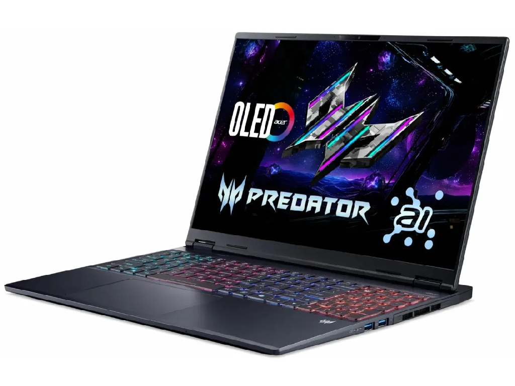 NB Acer 16.0" Predator Helios Neo 16S AI PHN16S-71 Black (Core Ultra 9 275HX 32Gb 1Tb 5070 Ti 12Gb) 16.0" OLED WQXGA (2560x1600) 240Hz Non-glare, Intel Core Ultra 9 275HX (24x Core, 8x 5.4GHz, 16x 4.6GHz, 40Mb), 32Gb (1x 32Gb) DDR5-6400, 1Tb PCIE, GeForce RTX 5070 Ti 12Gb, HDMI, Gbit Ethernet, 802.11ax, 1x TB4, 1x USB4, 3x USB-A, Card Reader, FHD Webcam, Linux, 76Wh Battery, Illuminated RGB Keyboard, 2.3kg, Abyssal Black - миниатюра 3