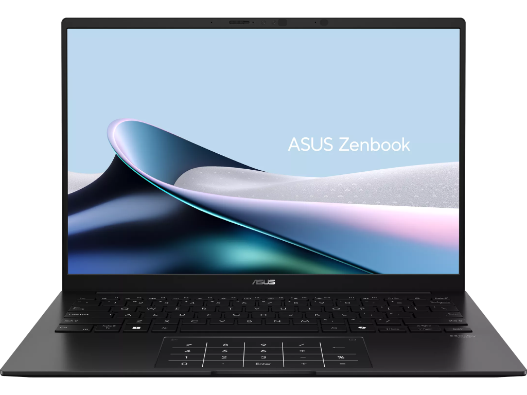 NB ASUS 14.0" Zenbook 14 UM3406GA Black (Ryzen AI 5 430 16Gb 512Gb) 14.0" OLED FHD+ (1920x1200) Glare, AMD Ryzen AI 5 430 (4x Core, 2.0GHz - 4.5GHz, 8Mb), 16Gb (Onboard) LPDDR5X, 512Gb PCIE, AMD Radeon Graphics, HDMI, 802.11ax, 1x USB4, 1x USB-C, 1x USB-A, IR FHD Webcam, No OS, 75Wh Battery, Illuminated Keyboard, 1.2kg, Jade Black, Sleeve
