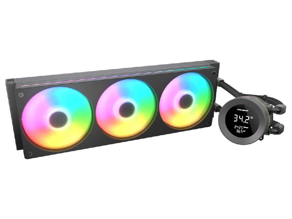 AIO Liquid Cooling Cougar "Poseidon Vistek ARGB 36 360 3F38 Dba 782 CFM2X120MMARGB2240G Black Dimensiune Ventilatoare 120 Mm Numarul De Ventilatoare Incluse 3 Conector Pentru Ventilator 4 Pini - миниатюра 2