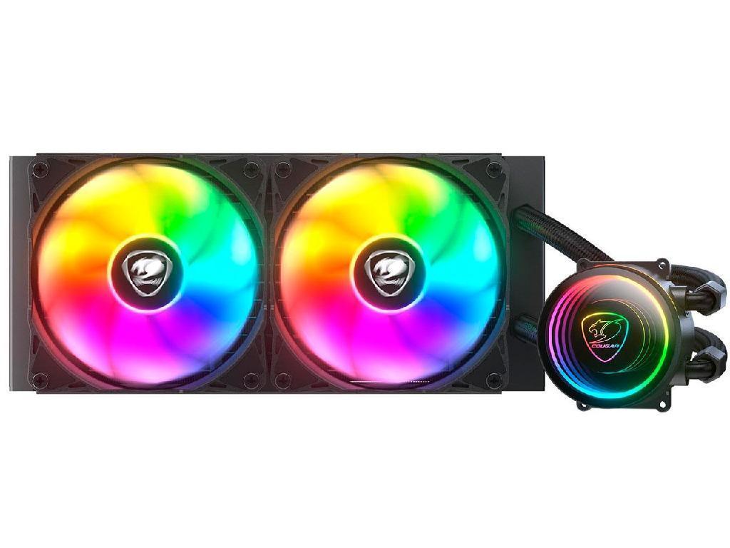 AIO Liquid Cooling Cougar "Poseidon Elite ARGB 240" (%3F33.5 dB(A), 62.53 CFM,2x120mm,ARGB,1850g) Black https//cougargaming.com/products/cooling/poseidon-elite-argb/